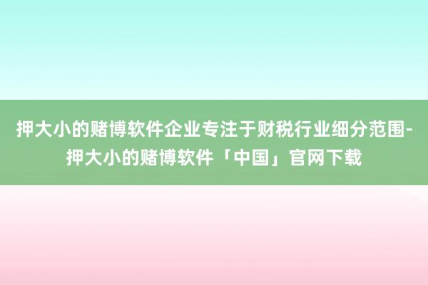 押大小的赌博软件企业专注于财税行业细分范围-押大小的赌博软件「中国」官网下载