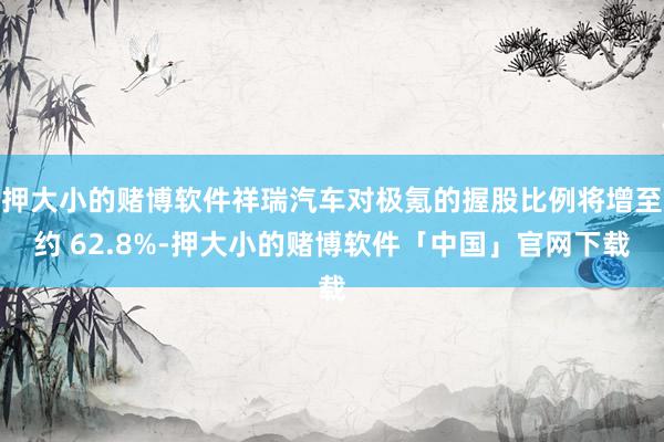 押大小的赌博软件祥瑞汽车对极氪的握股比例将增至约 62.8%-押大小的赌博软件「中国」官网下载